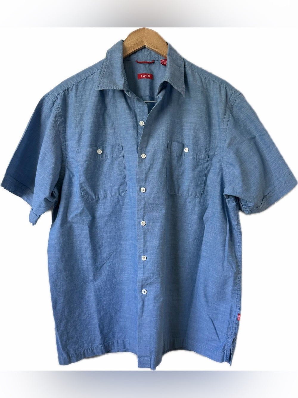 Izod Chambray Short Sleeve Button-Down Shirt